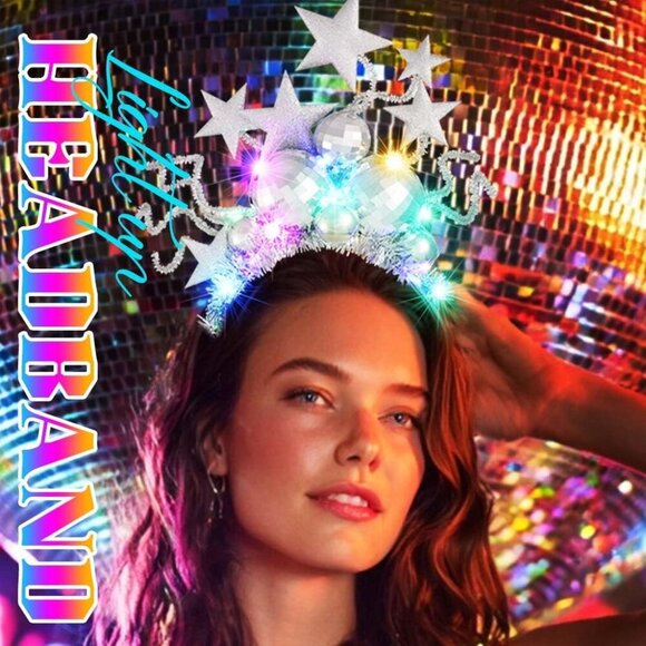 Disco Ball Headband Star LED Hair Accessories for Women Party Costume - Picture 4 of 6